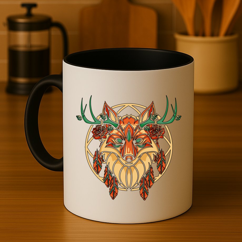 Deer Fox Abstract Mug