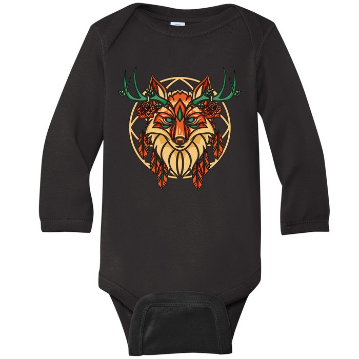 Deer Fox Abstract Baby Long Sleeve Bodysuit