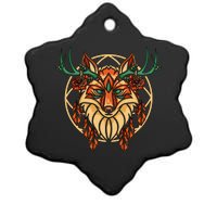 Deer Fox Abstract Ceramic Star Ornament