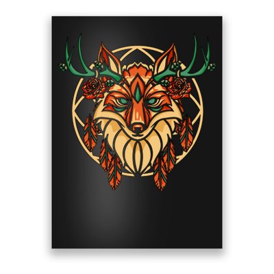 Deer Fox Abstract Poster