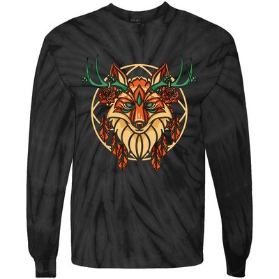 Deer Fox Abstract Tie-Dye Long Sleeve Shirt