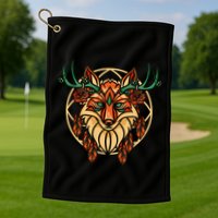 Deer Fox Abstract Golf Towel
