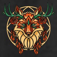 Deer Fox Abstract Golf Towel