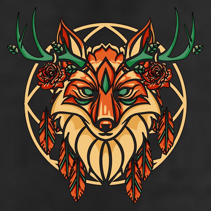 Deer Fox Abstract Golf Towel