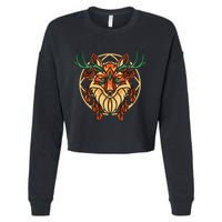Deer Fox Abstract Cropped Pullover Crew
