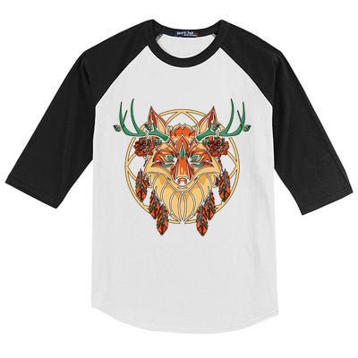 Deer Fox Abstract Kids Colorblock Raglan Jersey