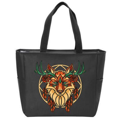 Deer Fox Abstract Zip Tote Bag