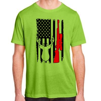 Deer Hunting Distressed USA American Flag Adult ChromaSoft Performance T-Shirt