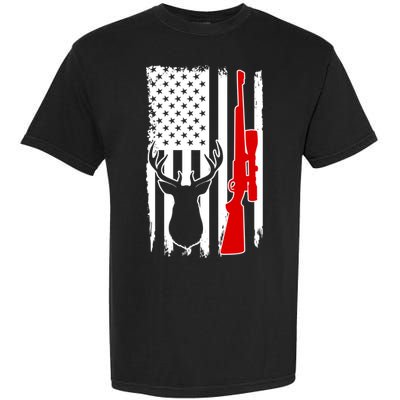 Deer Hunting Distressed USA American Flag Garment-Dyed Heavyweight T-Shirt