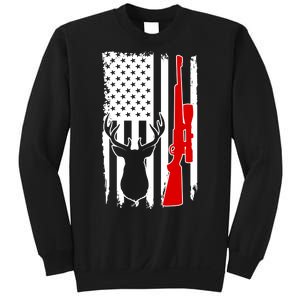 Deer Hunting Distressed USA American Flag Sweatshirt