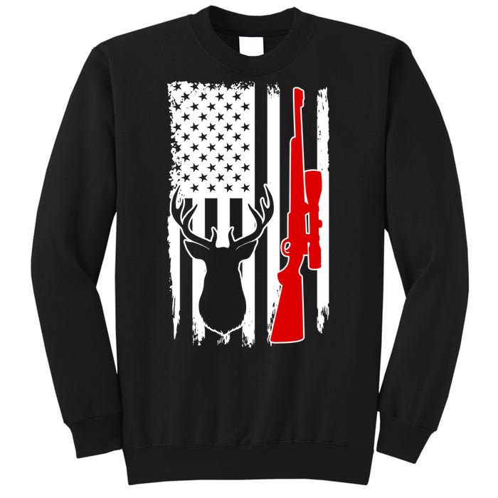 Deer Hunting Distressed USA American Flag Sweatshirt