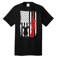 Deer Hunting Distressed USA American Flag Tall T-Shirt