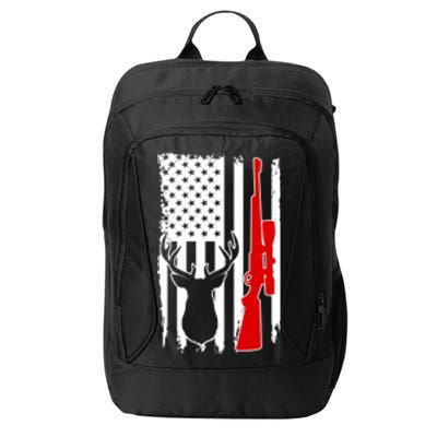 Deer Hunting Distressed USA American Flag City Backpack