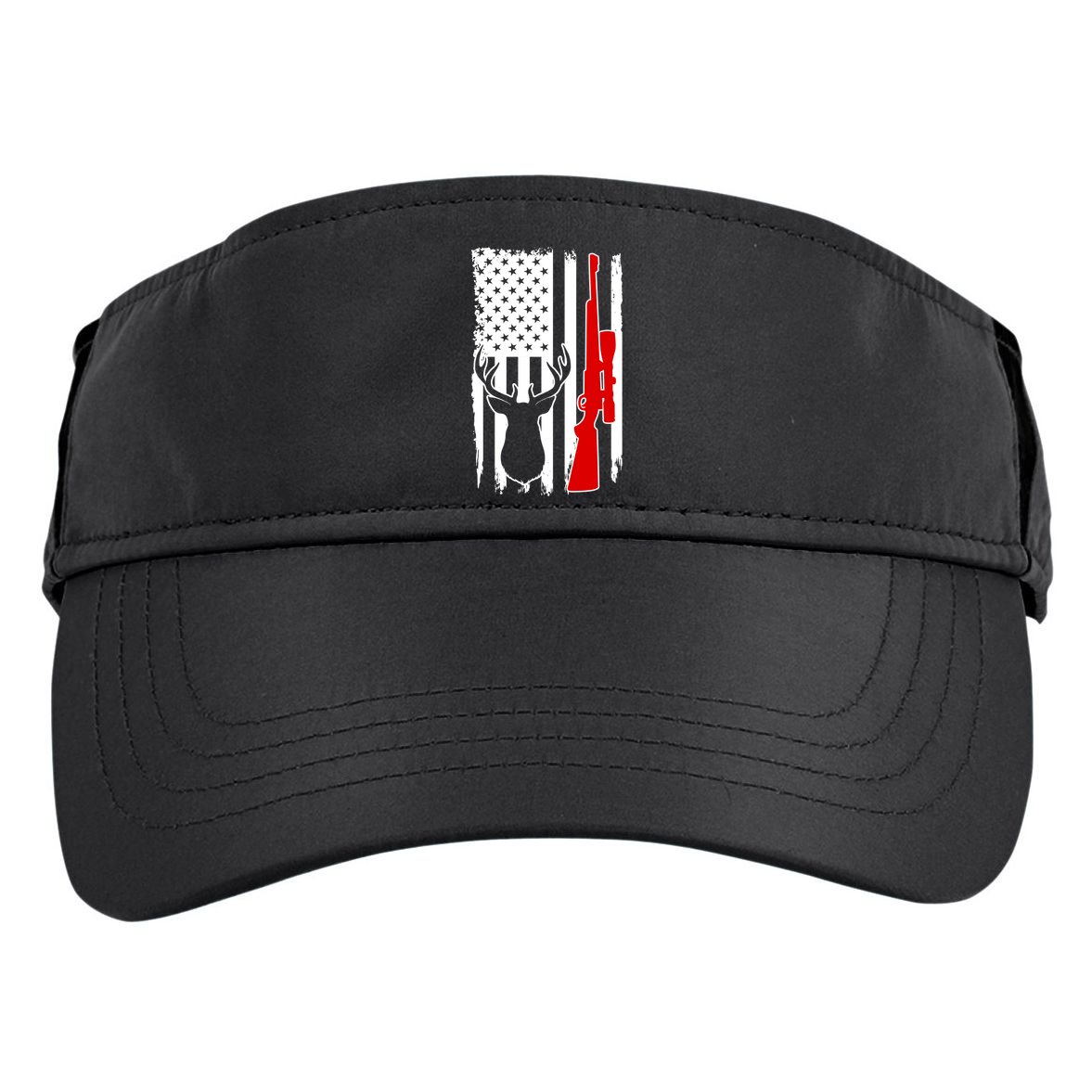 Deer Hunting Distressed USA American Flag Adult Drive Performance Visor