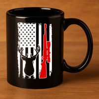 Deer Hunting Distressed USA American Flag 11oz C Handle Ceramic Mug