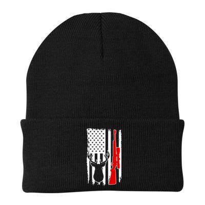Deer Hunting Distressed USA American Flag Beanie
