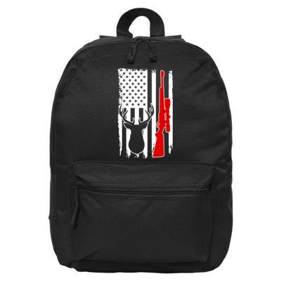 Deer Hunting Distressed USA American Flag 16 in Basic Backpack