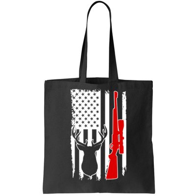 Deer Hunting Distressed USA American Flag Tote Bag