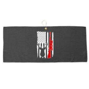 Deer Hunting Distressed USA American Flag Large Microfiber Waffle Golf Towel