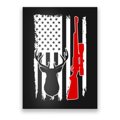 Deer Hunting Distressed USA American Flag Poster