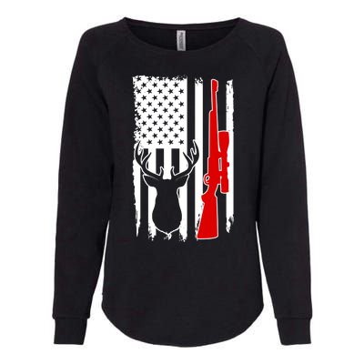 Deer Hunting Distressed USA American Flag Womens California Wash Sweatshirt