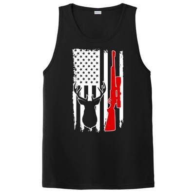 Deer Hunting Distressed USA American Flag PosiCharge Competitor Tank