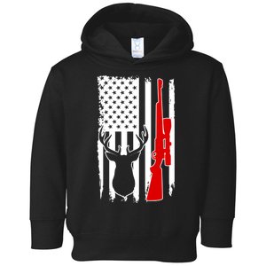 Deer Hunting Distressed USA American Flag Toddler Hoodie