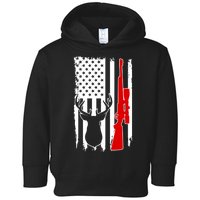 Deer Hunting Distressed USA American Flag Toddler Hoodie