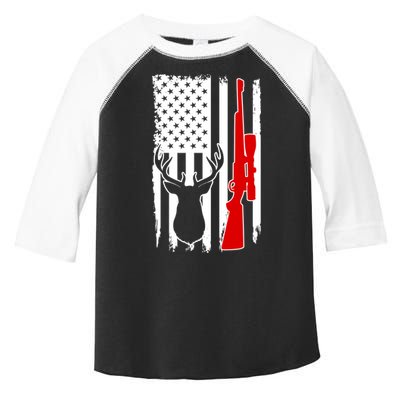 Deer Hunting Distressed USA American Flag Toddler Fine Jersey T-Shirt