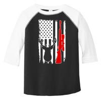 Deer Hunting Distressed USA American Flag Toddler Fine Jersey T-Shirt