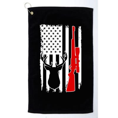 Deer Hunting Distressed USA American Flag Golf Towel