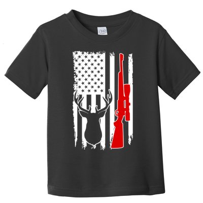 Deer Hunting Distressed USA American Flag Toddler T-Shirt