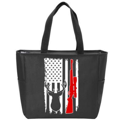 Deer Hunting Distressed USA American Flag Zip Tote Bag