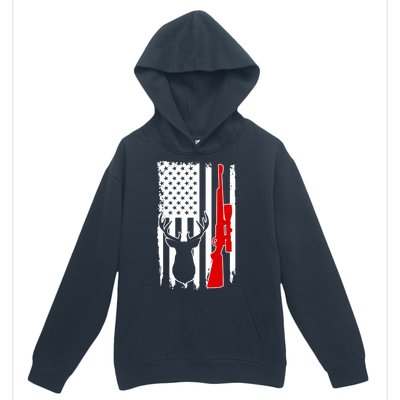 Deer Hunting Distressed USA American Flag Urban Pullover Hoodie