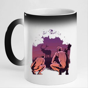 Deer Hunting Scene 11oz Black Color Changing Mug