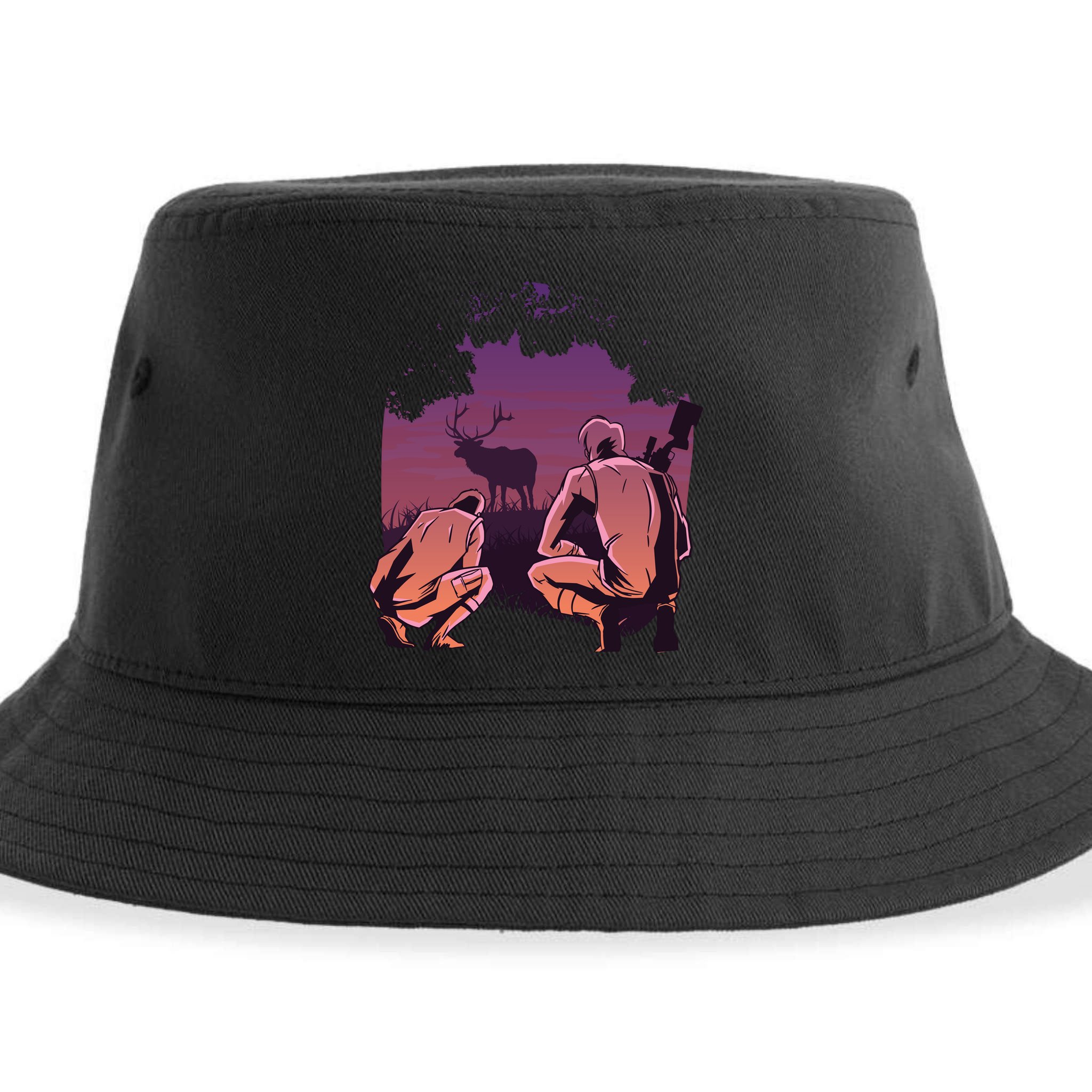 Deer Hunting Scene Sustainable Bucket Hat