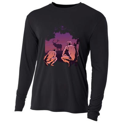 Deer Hunting Scene Cooling Performance Long Sleeve Crew