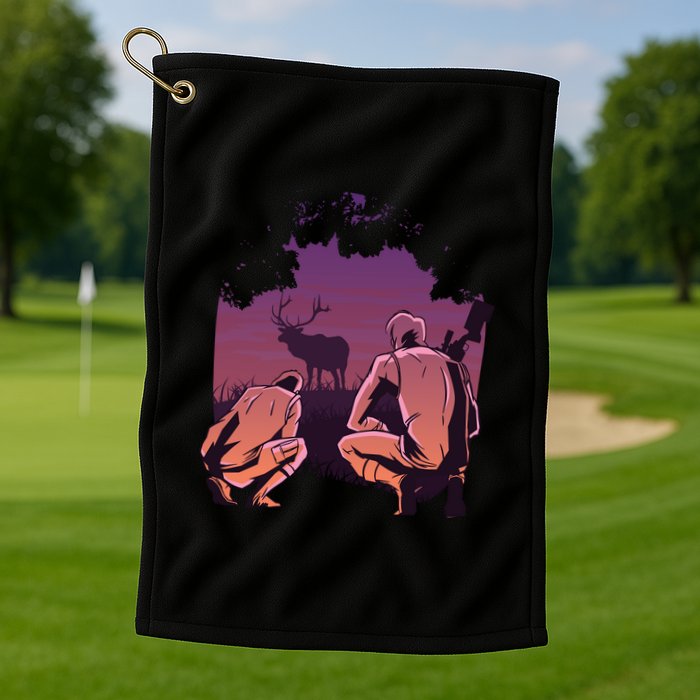 Deer Hunting Scene Golf Towel