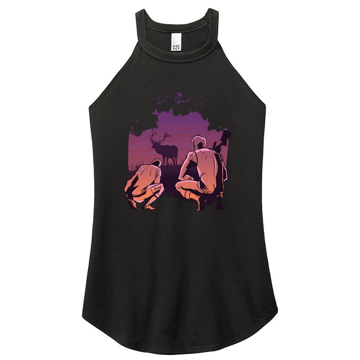 Deer Hunting Scene Women's Perfect Tri Rocker Tank