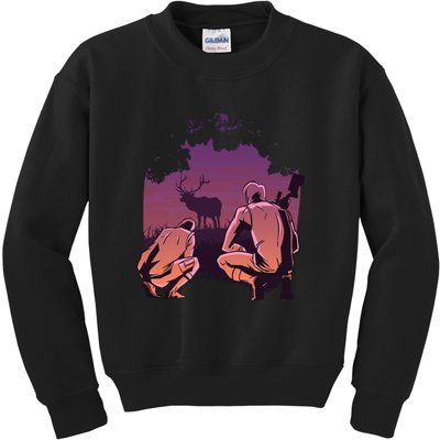 Deer Hunting Scene Kids Sweatshirt