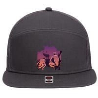 Deer Hunting Scene 7 Panel Mesh Trucker Snapback Hat
