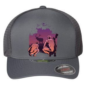 Deer Hunting Scene Flexfit Unipanel Trucker Cap