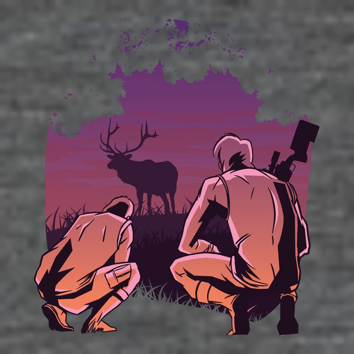 Deer Hunting Scene 7-Panel Snapback Hat