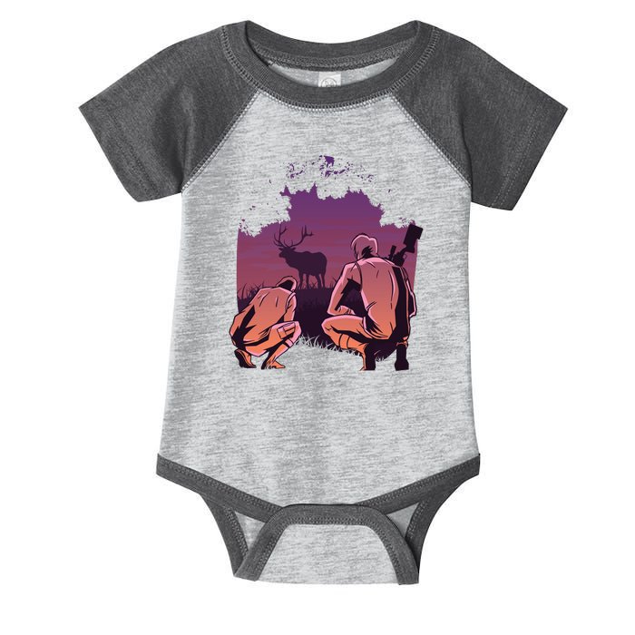 Deer Hunting Scene Infant Baby Jersey Bodysuit