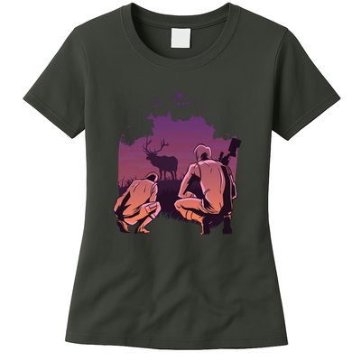 Deer Hunting Scene Womens T-Shirt