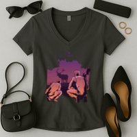 Deer Hunting Scene Women's V-Neck T-Shirt