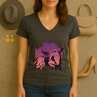 Deer Hunting Scene Women's V-Neck T-Shirt