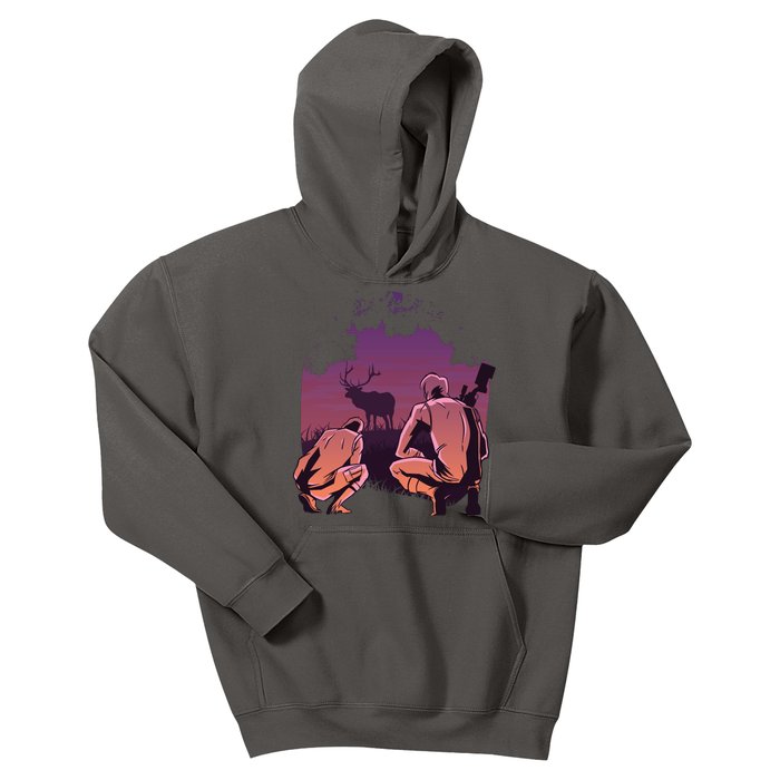 Deer Hunting Scene Kids Hoodie