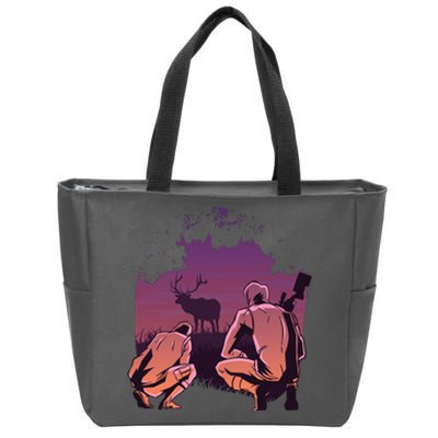 Deer Hunting Scene Zip Tote Bag