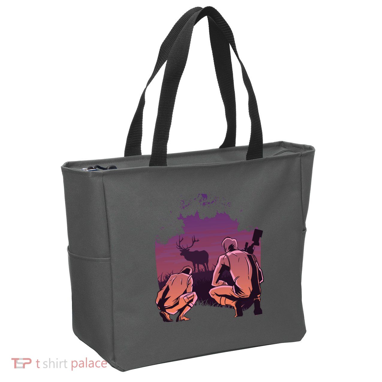 Deer Hunting Scene Zip Tote Bag